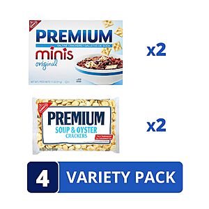 Premium Crackers Variety Pack: 2-Pack 11-Oz Mini Saltine Crackers + 2-Pack 9-Oz Soup & Oyster Crackers $7.53 w/ S&S + Free Shipping w/ Prime or on orders over $35