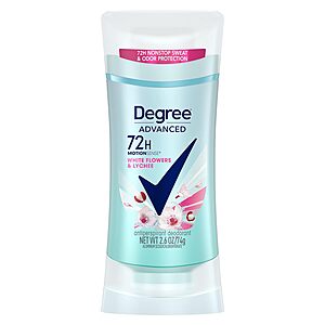 2.6-Ounce Degree Advanced Antiperspirant Deodorant: White Flowers & Lychee $2.74, Shower Clean $3.02 w/ S&S + Free Shipping w/ Prime or on $35+