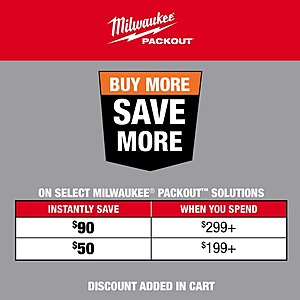 Select Milwaukee PACKOUT - $50 off $199 / $90 off $299 - Buy More, Save More @ Home Depot