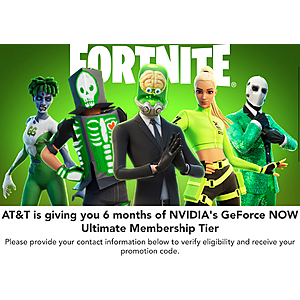 Select AT&T Service/Fiber Customers: 6-Months GeForce Now Ultimate Membership Free (While Promotion Last)