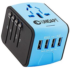 Unidapt Universal Travel Adapter, International Plug Adapter Fast 2,4A 4-USB European Power Plug, AC Wall Charger – Worldwide Outlet for $16 + Free Shipping w/ Prime or on $25+