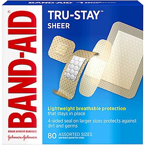80-Count Band-Aid Tru-Stay Sheer Strips Adhesive Bandages (Assorted Sizes) 2 for $3.73