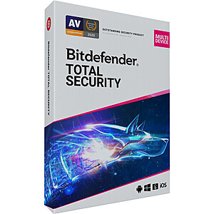 Bitdefender Total Security (Download, 5 Devices, 1 Year) - $15.99 at B&H Photo