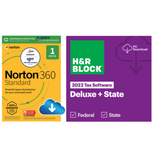 H&R Block 2022 Deluxe + State Tax Software + 15-Month Norton 360 Standard Protection (PC Digital Download) $19.99 via Newegg
