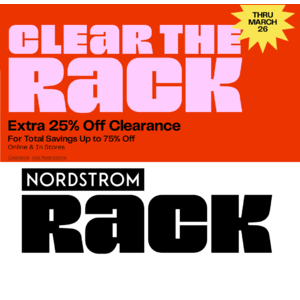 Nordstrom Rack Clear The Rack Event Sale: Select Clearance Items Extra 25% Off + Free S/H on $89+