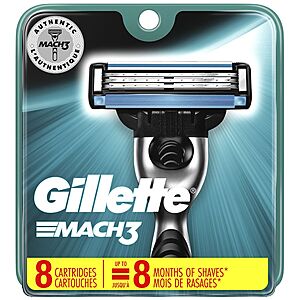 8-Count Gillette Mach3 Men's Razor Blade Refills $10.50 + Free Store Pickup
