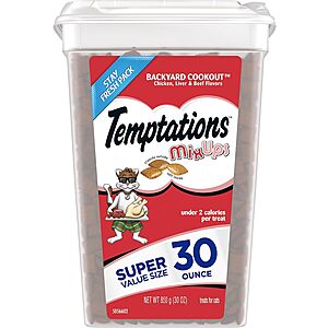 30-Oz Temptations Classic Crunchy and Soft Cat Treats (Backyard Cookout) $9.30 & More w/ S&S