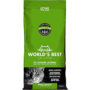 Cat Litter: 55% off w/ S&S: 32-lbs World's Best Cat Litter (Various Scents) from $16.80, 2-Pk 18.5-lbs Fresh Step Clumping Litter $15.10 & More + Free Shipping w/ Prime or on $35+