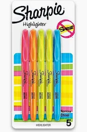 5-Pack Sharpie Stick Highlighter (Chisel Tip, Assorted) $1.80 + Free Shipping