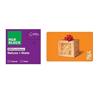 H&R Block 2023 Deluxe + State Tax (PC/Mac Digital) + $20 eGift Card (Select Stores) $28
