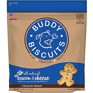 3.5-Lb Buddy Biscuits Crunchy Dog Treats (Bacon & Cheese) $7.70 & More w/ S&S
