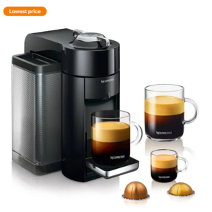 De'Longhi Nespresso VertuoLine Evoluo + Milk ENV135BAE Coffee Maker with Aeroccino 3 Milk Frother - Black, Grey, and Red Available