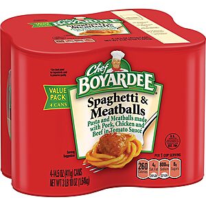 4-Pack of 14.5oz. Chef Boyardee Spaghetti and Meatballs $3.75 w/ Subscribe & Save