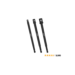 NEIKO 00228A Socket Adapter Extension Set | 3-Piece | 1/4, 3/8, 1/2-Inch Drive | 1/4-Inch Hex Shank | 6-Inch Length | Impact Grade | Cr-V Steel | For P - $6.49