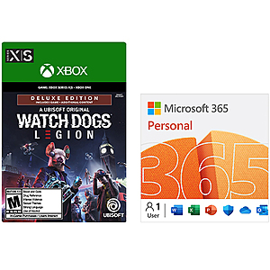 1-Yr Microsoft 365 Personal + Watch Dogs Legion Deluxe (Xbox Series X|S / One Digital) $30 & More + Free S/H