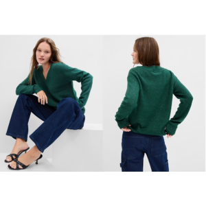 Gap Factory: 60% Off Sitewide, Extra 15% off: Women's Relaxed Forever Cozy V-Neck Sweater $10 & More + Free Shipping $50+