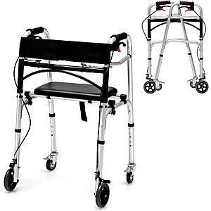 GoPlus 4 in1 Folding Walker w/ Wheels, Detachable Seat, Supports up to 350 lbs $100.79 + Free Shipping