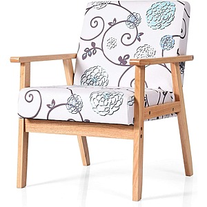 Giantex Wood Frame Accent Arm Chair (White) & More $61 + Free Shipping