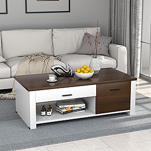 Giantex Rectangular Coffee Table w/ Front & Back Drawers + Storage areas $89.99 + Free Shipping $84
