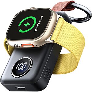 JOYROOM Portable 2000mAh Wireless Charger Compatible for Apple Watch Series 9/8/7/6/5/4/3/2/SE/UItra 2/Ultra, Compact Magnetic iWatch Charger Keychain Style $11.99