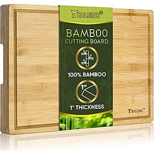 Large Bamboo Cutting Board, 1” Extra Thick Cutting Boards for Kitchen, Wood Cutting Board with Integrated Juice Grooves and Handles (16" x 11" x 1") $13.96