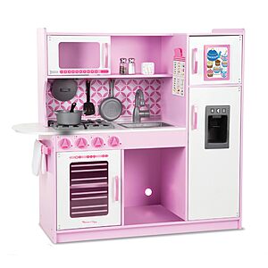 Melissa & Doug Wooden Chef’s Pretend Play Toy Kitchen With “Ice” Cube Dispenser – Cupcake Pink/White, for 36 months to 84 months $115.99