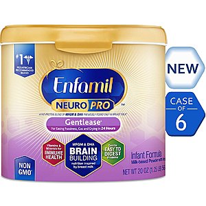 Enfamil NeuroPro Gentlease Infant Formula - Reusable Powder Tub, 20 oz (Pack of 6) $96.94 ($94.55 +tax)