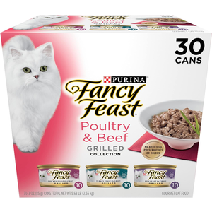 Purina Fancy Feast Grilled Wet Cat Food Poultry and Beef Collection Wet Cat Food Variety Pack - 120 cans + 16 oz treats $101.28 - $30 credit $101.28 or less