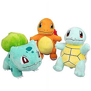 3-Pack 8" Pokémon Plush Trio (Charmander, Squirtle, & Bulbasaur) $35.95 ($11.98 each) + Free Shipping
