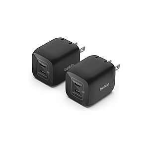 2-Pack Belkin 45W GaN Dual USB-C PD 3.0 Wall Charger $35 + Free S/H w/ Prime