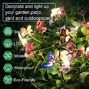 Acmee 4 Pack Solar Garden Lights - Waterproof Swaying Butterfly Firefly Light $12.71