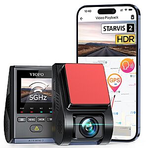 VIOFO Dash Cam A119 Mini 2, STARVIS 2 Sensor, 2K 60fps/HDR 30fps Voice Control Car Dash Camera with 5GHz Wi-Fi GPS,  Supercapacitor, Support 512GB Max $98.98