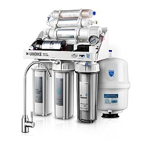 Ukoke 6 Stages Reverse Osmosis, Water Filtration System, 75 GPD with Pump for $139.00 + FS