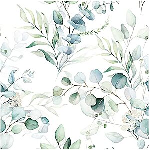 HaokHome Watercolor Eucalyptus Peel and Stick Wallpaper for $14.86 at Amazon