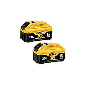 2-Pack 6Ah Dewalt 20v Max Battery $160 & More + Free Shipping w/ Prime