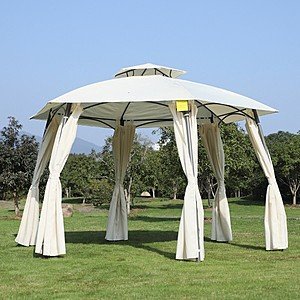Outsunny 12' x 9' Steel Outdoor Patio Hexagon Gazebo with Curtains $118.99 + Free Shipping