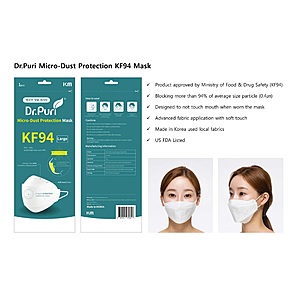Dr. Puri KF94 Masks $48 for 20 ($2.40 each) - Made in Korea