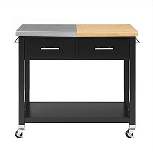 Better Homes & Gardens 40" L Maxwell Kitchen Cart w/ Stainless Steel & Sliding Bamboo Top $149 + Free S/H