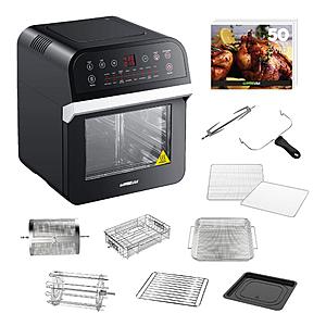GoWISE USA 1600-Watts 12.7 Qt. Black Air Fryer Oven w/ Rotisserie, Dehydrator & 15-Cooking Presets $95.71 + Free S/H