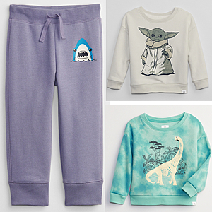Gap Factory: Toddler 3D Graphic Jogger $4.20, Graphic Sweatshirts (Star Wars The Child & More) $6.60 + FS on $30+ / FS for Select BR/G/ON/A Cardholders