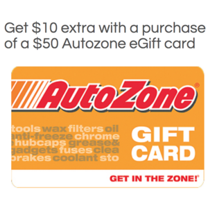 $60 Autozone Gift Card for $50 (Electronic Delivery) + Earn 4x Kroger Fuel Points at kroger.com