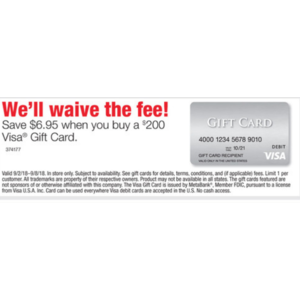 Staples: $200 Visa Prepaid Gift Card, waived activation fees IN STORE ONLY 9/2 to 9/8