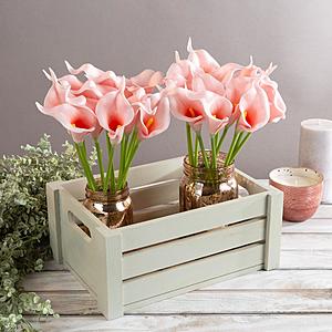 Faux Flowers at Home Depot: 24-Pack Calla-Lily Flowers from $14.66; National Tree Company - Pink Rose Flowers in Decorative Pot $16 + Free Store Pickup
