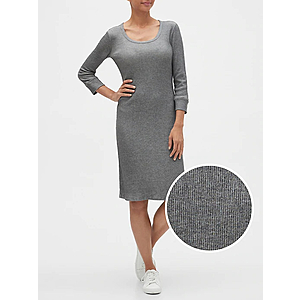 Gap Factory Extra 40% Off Clearance: Womens Three-Quarter Sleeve Scoopneck Dress from $5.40 & More + Free S/H on $25+