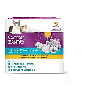 Comfort Zone 2X Pheromone Diffuser kit for cats, 3 diffusers & 6 refills $33.23 w/ FS at Chewy.com (like Feliway)