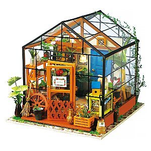 ROBOTIME DIY 3D Wooden Puzzles: Mini Green House w/ LED Dollhouse $24.50 & More + Free Shipping