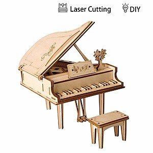 ROBOTIME 3D Laser-Cut Puzzle Grand Piano Model Kits DIY Arts & Crafts Great Gift Toys for Boys and Girls Age 8+ - $6.00, and Treasure Box Puzzle - $19.49