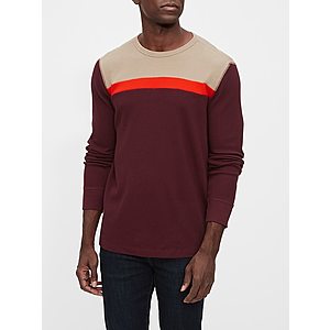 Gap Factory: Men's Slim-Fit Poplin Shirt from $6.60, Waffle-Knit Colorblock Crew $5.10 & More + Free S&H