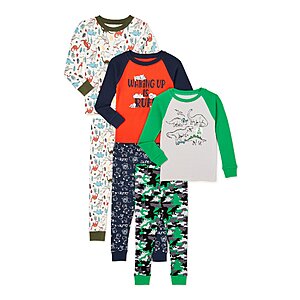 6-Piece Infant/Toddler Boy Pajama Sets: Wonder Nation Long Sleeve Snug Fit Cotton Pajamas (Various Styles) $8 + F/S w/ Walmart+ or on $35+