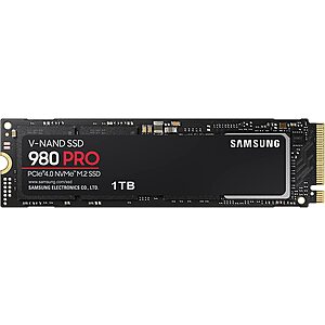 1TB Samsung 980 PRO M.2 2280 PCI-Express Gen 4.0 x4 NVMe SSD (MZ-V8P1T0B/AM) $139.99